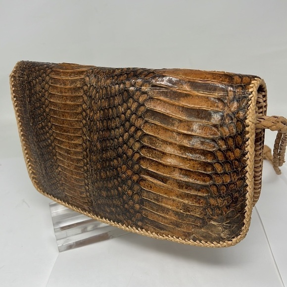 Vintage Python Snakeskin and Natural Leather Shoulder Bag - Picture 3 of 14